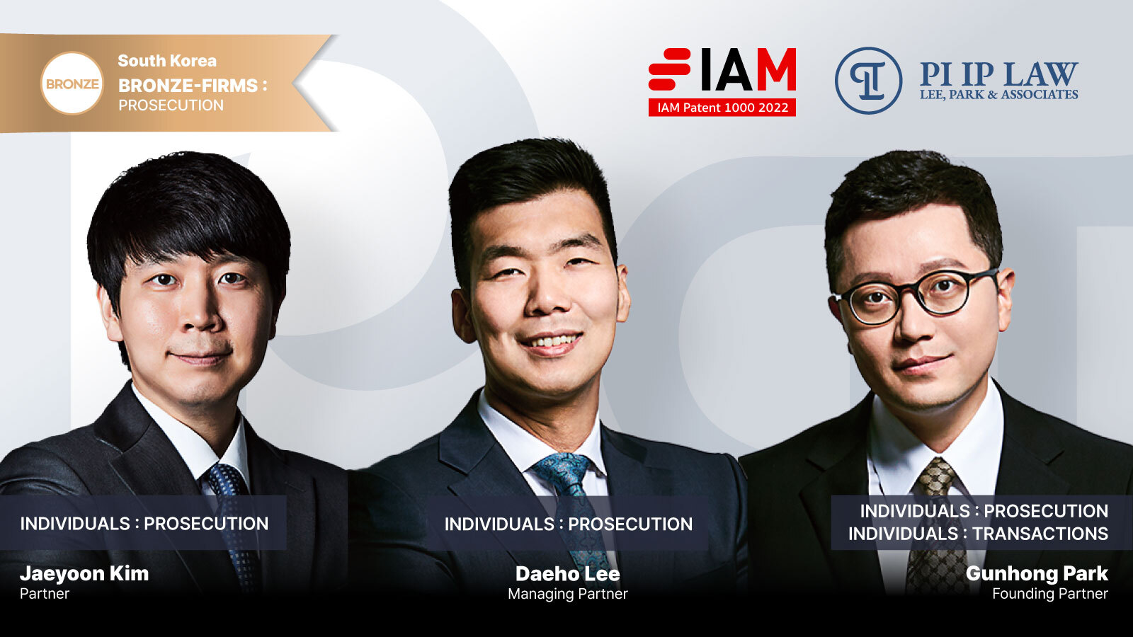 PI IP LAW Achieves New Recognitions in IAM Patent 1000 Ranking